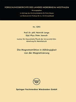 cover image of Die Magnetostriktion in Abhängigkeit von der Magnetisierung